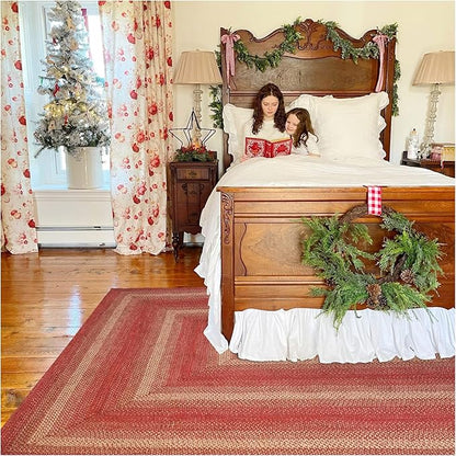 Homespice Apple Pie Jute Red 4x6' Braided Area Rug for Living Room, Bedroom and Dining Room. Pet Friendly. Decor Styles- Farmhouse Rug, Rustic, Vintage, Cottage, Primitive, Country, Boho Rug