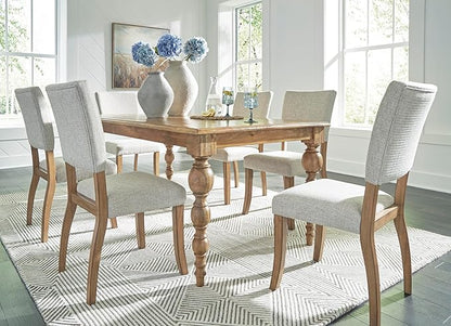 Signature Design by Ashley Rybergston Casual Stain Resistant Upholstered Solid Wood Dining Chair, Set of 2, Beige & Light Brown
