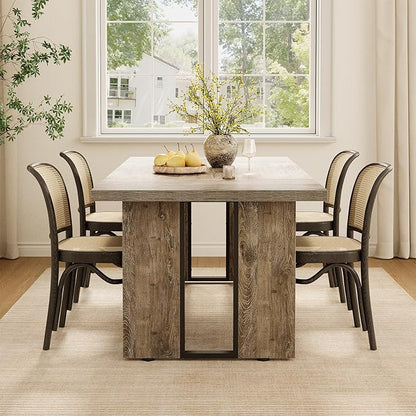 LITTLE TREE 71-Inch Dining Table, Rectangular Wooden Kitchen Table for 4-6 People, Modern Home Furniture with Heavy Duty Legs, Large Dinner Furniture Last Forever, Grey