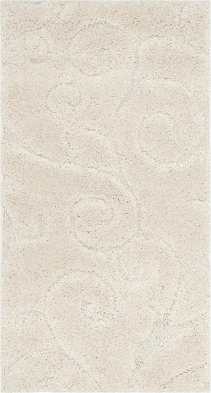SAFAVIEH Florida Shag Collection Accent Rug - 2'3" x 4', Creme & Creme, Scroll, Non-Shedding & Easy Care, 1.2-inch Thick Ideal for High Traffic Areas in Entryway, Living Room, Bedroom (SG455-1111)
