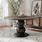 Furniture of America Lioren Modern 54-inch Round Dining Table with Turned Pedestal Base and Two-Tone Design, Seats up to 4 for Home Kitchen, Living Room, Espresso