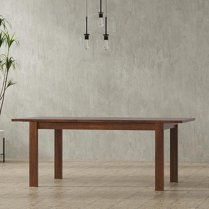 SIMPLIHOME Wilson Extendable Dining Table, Solid Wood Walnut Veneer, 60-76 x 36 inches, Transitional-Style Rectangular Expandable Kitchen Table for up to 6+ People