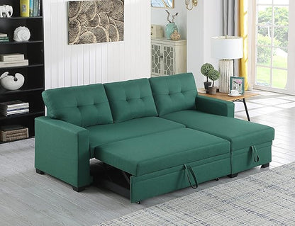 Devion Furniture Philly 4-in-1 Convertible L Shaped Couch with Pull Out Bed and Storage, Sectional Sleeper Sofa with Reversible Chaise for Living Room, Apartment, Bedroom, Office