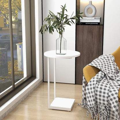 HDANI C Table End Table,Couch Table That Slide Under,Sofa Side Table in Living Room,White