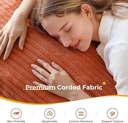 MAXYOYO Giant Bean Bag Chair with Pillow, 3 in 1 Convertible Bean Bag Chair for Adults with Washable Cover, Removable Floor Cushion Stuffed Floor Lounger for Living Room Bedroom, Orange, Full
