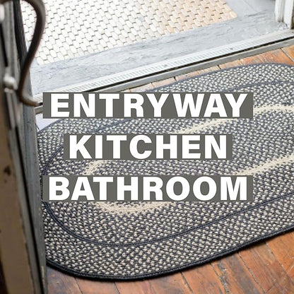 Homespice Manchester Black Braided Runner Rug, Jute, 22x72 Rectangle - Perfect Country Primitive Decor for Kitchen, Bathroom, Everywhere