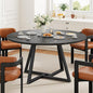 IRONCK 51" Round Dining Table for 6, Wood Kitchen Table with Metal Base, Space Saving Industrial Circle Dinner Table for Kitchen Dining Room, Black