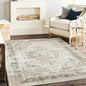 Washable Area Rug 4'x6' Floral Khaki Traditional Floor Cover Foldable Thin Rugs Retro Kitchen Indoor Distressed Non Slip Carpet Floral Print Mat Bedroom Living Room
