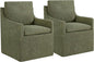Upholstered Dining Chairs with Casters Easy Assembly Modern Accent Armchair with Rollers for Diningroom Bedroom Livingroom Reading Room,Green,2 Boxs