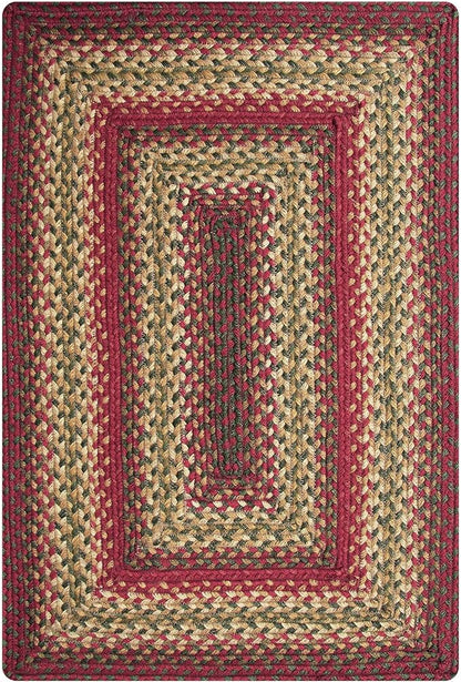 Homespice Cider Barn Cranberry Red Rectangle Braided Rug, Jute, 2x3' - Perfect Country Primitive Decor for Kitchen, Bathroom, Everywhere