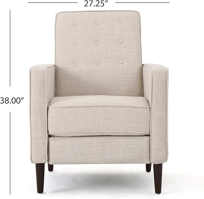 GDFStudio Marston Mid Century Modern Fabric Recliner (Set of 2) (Cream)