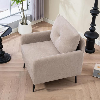 Ball & Cast Accent Chair with Metal Black Legs,Comfy Chenille Club Fabric Armchair,Single Sofa Chair for Living Room Bedroom,Dining Accent for Bedroom,Office,Coffee