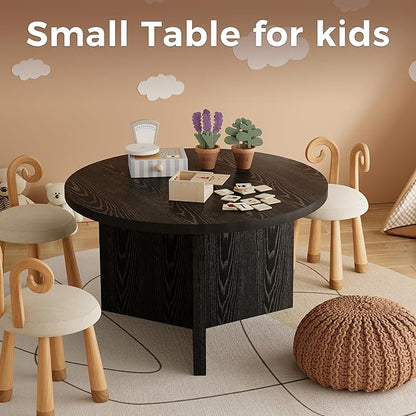 Luoxiao Small Round Coffee Table for Living Room Minimalist Center Table for Small Space Modern End Table with Adjustable Feet Pads Black