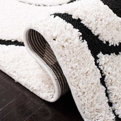 SAFAVIEH Florida Shag Collection Area Rug - 9'6" x 13', Ivory & Black, Scroll Design, Non-Shedding & Easy Care, 1.2-inch Thick Ideal for High Traffic Areas in Living Room, Bedroom (SG455-1290)