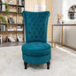 Container Furniture Royal High-Back Velvet Accent Chair for Vanity with Storage and Luxurious Upholstery, Retro Design and Versatile Usage for Livingroom, Bedroom, Lounge and Office, Greenish Blue