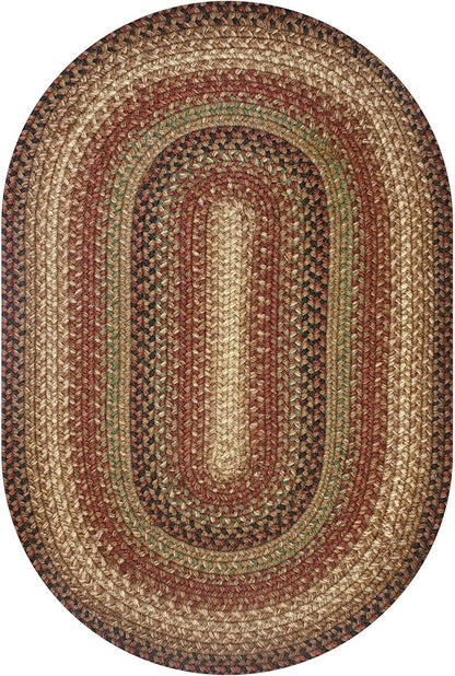 Gingerbread Brown Oval Braided Rug, 2x3' - Handmade with Jute, Warm Country Decor, Perfect for Bathrooms and Entryways - Reversible and Easy to Clean