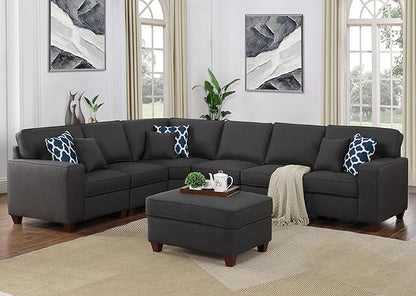 Devion Furniture Philly Sectional Modular Sofa with Ottoman for Living Room, Apartment, Bedroom, Office, Dorm
