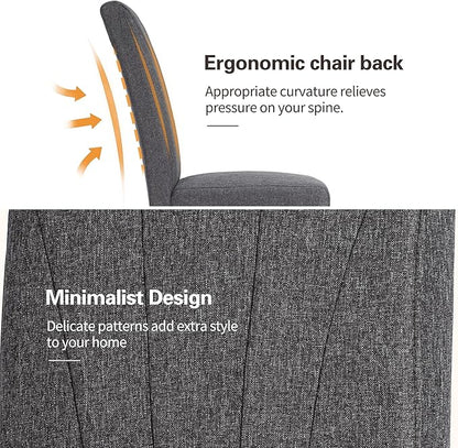 VECELO Upholstered Dining Chairs Set of 2, Modern Fabric and High Back & Solid Wood Legs, Parsons for Kitchen/Living Room- Dark Gray