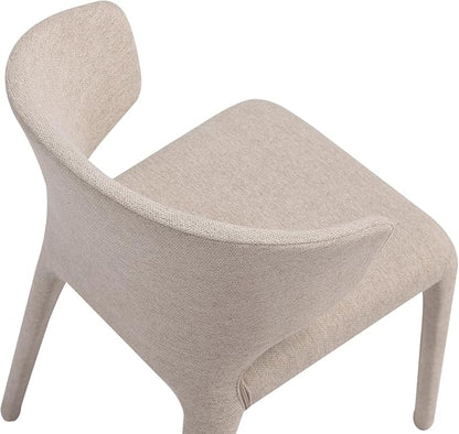 Manhattan Comfort Conrad Mid Century Modern Dining Chairs Woven Tweed Upholstered Kitchen Furniture with Contoured Back, Foam Padding & Metal Legs, Set of 4, Wheat