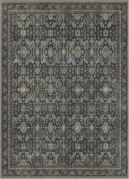 9X12 Area Rugs Machine Washable Rugs for Living Room, Vintage Boho Large Rugs for Bedroom Dining Room, Non Slip Indoor Soft Distressed Lightweight Thin Low Pile Carpet, Black