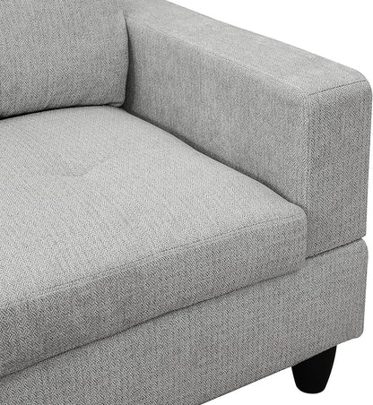 NicBex Sectional Couch 3 Pieces Sofa Set with Left Chaise Flannel L Shaped Cloud Couch for Living Room Furniture Sets with Storage Ottoman, Modular Sofa for Living Room & Apartment, Light Gray