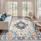 Tangsoo 8x10 Area Rug for Living Room, Washable Vintage Indoor Non Slip Large Area Rugs, Print Distressed Blue/Beige Carpet, Soft Low Pile Foldable Floor Rug for Bedroom Dining Room Dorm