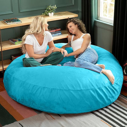 Jaxx 6 Foot Cocoon - 2-in-1 Convertible Bean Bag Bed & Large Bean Bag Chair for Adults, Microsuede Teal