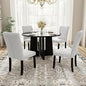 Merax 5-Piece Round Dining Table Set, Modern 4 Upholstered Chairs for Living,Kitchen Room, 43 Inch, Beige+Black