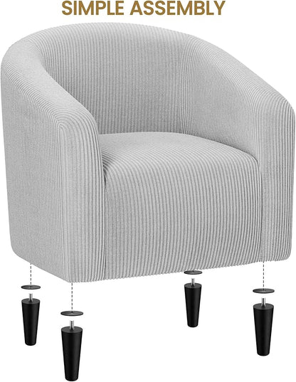 Yaheetech Accent Barrel Chair, Corduroy Fabric Club Chair, Furry Sherpa Elegant Armchair with Cozy Soft Padded for Living Room Bedroom Reception Room Office, Light Gray