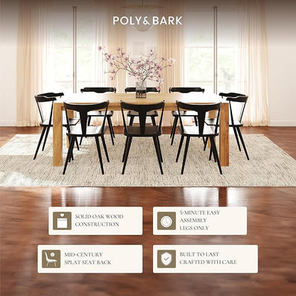 POLY & BARK Mid Century Modern Enzo Black Dining Chair – Solid Oak Wood Splat Back Chair, 18" Seat Height, 32" Tall – Stylish MCM Kitchen & Dining Room Chair