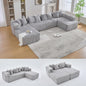 Eafurn DIY Combination Compression Modular Sectional Sofa with Double Chaise Lounge, 146" Oversized U Shaped Boneless Couch with Deep Seat Convertible Sleeper Sofabed w/Throw Pillows