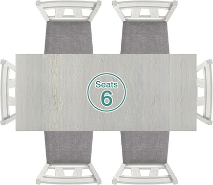 Wood Dining Table Set for 6, Modern Breakfast Dinette Kitchen Table with Chairs for Dining Room, Kitchen, Grey