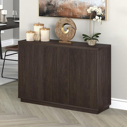 Henn&Hart 48" Wide Rectangular Buffet Table in Warm Brown, for Home, Living Room, Bedroom, Entertainment Room, Office