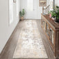 2x10 Washable Runner Rug Beige Grey Neutral Abstract Hallway Kitchen Living Room Bedroom Non Slip Throw Rug Soft Low Pile Indoor Carpet for Entrance Laundry Bathroom