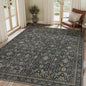 9X12 Area Rugs Machine Washable Rugs for Living Room, Vintage Boho Large Rugs for Bedroom Dining Room, Non Slip Indoor Soft Distressed Lightweight Thin Low Pile Carpet, Black
