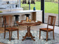 East West Furniture HLDU3-MAH-W 3 Piece Dining Set Contains a Round Dining Room Table with Pedestal and 2 Kitchen Chairs, 42x42 Inch, Mahogany