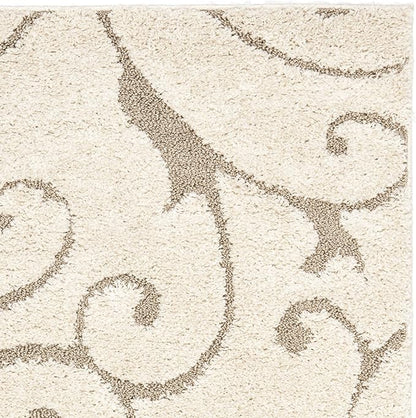 SAFAVIEH Florida Shag Collection Accent Rug - 3'3" x 5'3", Cream & Beige, Scroll, Non-Shedding & Easy Care, 1.2-inch Thick Ideal for High Traffic Areas in Entryway, Living Room, Bedroom (SG455-1113)