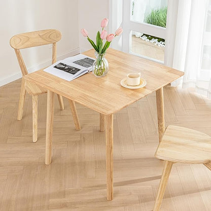 DELAVIN 29.5" Solid Wood Dining Table, Square Kitchen Desk, Modern Dining Table, Cafe Table for Living Room Dining Room, Easy Assembly, Natural