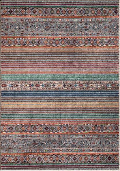 Keen Home Design 8x10 Rug - Machine Washable Area Rug with Non-Slip Backing, Ideal for Living Room, Dining Room, Bedroom - Vintage, Easy Clean, Durable, Low Pile Rug - (8' x 10')