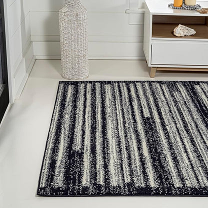 JONATHAN Y Khalil Modern Berber Stripe Black/Cream Indoor Area Rug, 3x5, Contemporary, Bohemian, Easy-Cleaning for Living Room, Bedroom, Kitchen, Pet Friendly, Non-Shedding (MOH207F-3)