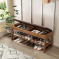 Shoe Rack Bench Seat Rubberwood 2-Tier Wooden Storage Bench 550lbs Compact Mid-Century Modern Design for Entryway, Hallway, Closet, Front Door Entrance, Foyer