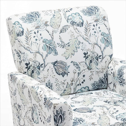 Container Furniture Direct Contemporary Accent Arm Chair with Birch Wood Frame and Velvet Upholstery, Armchair for Office and Living Room Decor, Removable Cushions, 07 Printed Fabric
