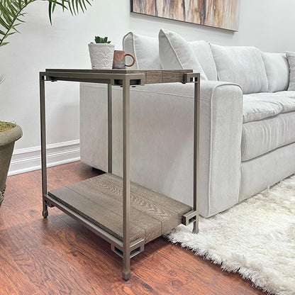Roundhill Furniture Corbeta Living Room, Side Tables, Aged Graphite