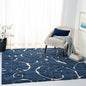 SAFAVIEH Florida Shag Collection Area Rug - 6'7" Square, Dark Blue & Cream, Scroll Design, Non-Shedding & Easy Care, 1.2-inch Thick Ideal for High Traffic Areas in Living Room, Bedroom (SG455-6511)