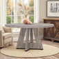 Round Dining Table for 4, 47" Wooden Kitchen Dinner Table Rustic, Farmhouse Table for Dining Room, Living Room, Gery