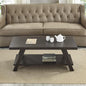 Roundhill Furniture Athens Contemporary Wood Shelf Coffee Table, Weathered Espresso
