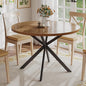 ChooChoo 47.2 Inch Round Dining Table for 4, Farmhouse Wood Kitchen Table, Circle Dinner Table for Kitchen & Dining Room, Walnut