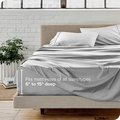 Bare Home Twin XL Sheet Set - College Dorm Size - Luxury 1800 Ultra-Soft Microfiber Twin Extra Long Bed Sheets - Deep Pockets - Easy Fit - Extra Soft - 3 Piece Set - Bed Sheets (Twin XL, Cloud Grey)