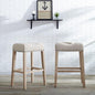 Roundhill Furniture Coco Upholstered Backless Saddle Seat Bar Stools 29" Height, Set of 2, Tan