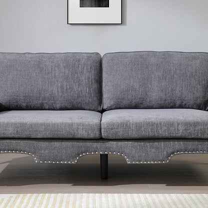 2 Piece Sectional Sofa Set, 2+3 Seat Convertible Couch with Movable Pillows, Upholstered Couches for Living Room, Grey